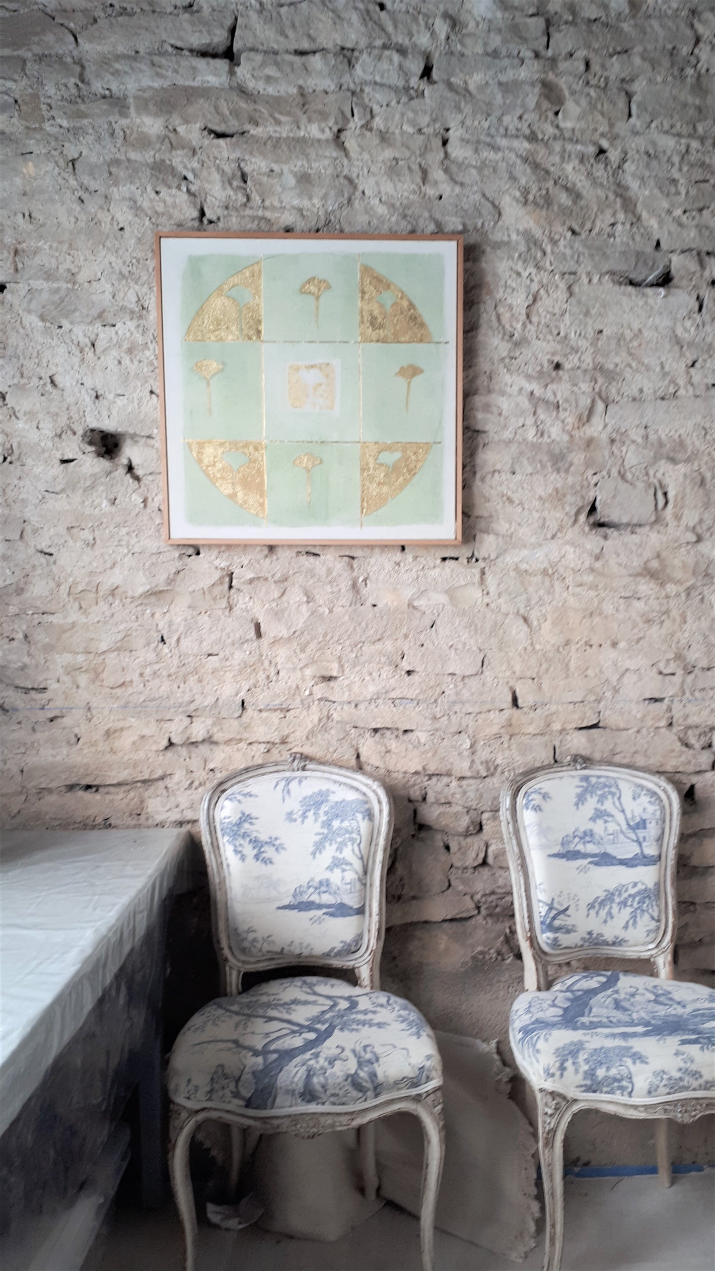 Disque aux Ginkgo 60 cm x 60 cm