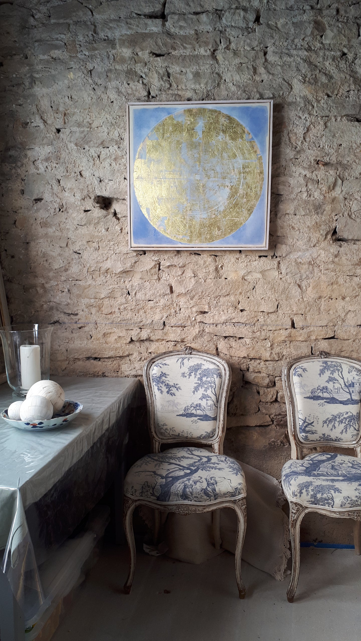 Disque Solaire sur fond d'Azur 60 cm x 60 cm